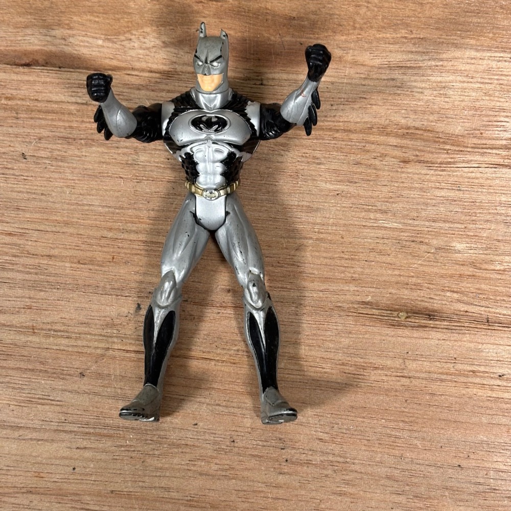 Vintage 1997 Kenner Batman Action Figure Silver Black DC Comics 5 Inch Toy